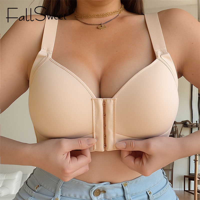Bra Top Seamless - FallSweet 플러스 사이즈 여성용 무선 프론트