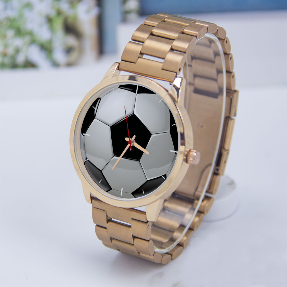 Women'S Fashion Quartz Watch - 축구 디자인 팬들을 위한 실버 남성용