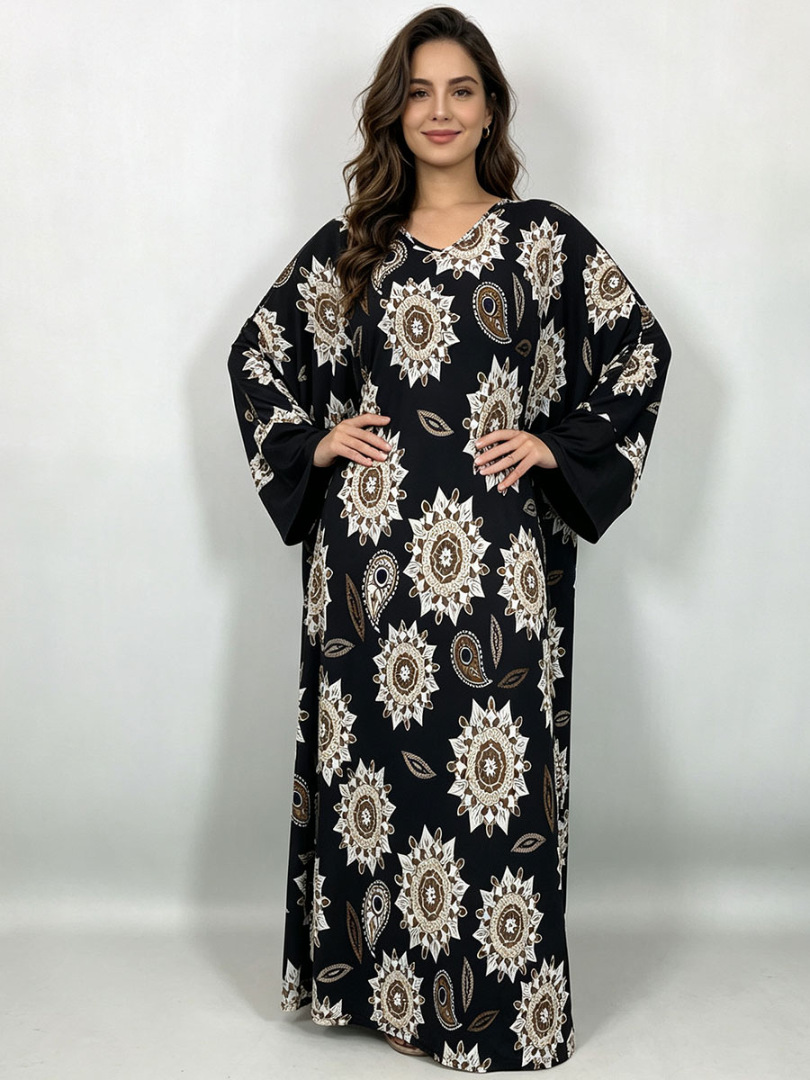 Maxi Dress Boho - 여성용 플러스 사이즈 맥시 드레스, 블랙
