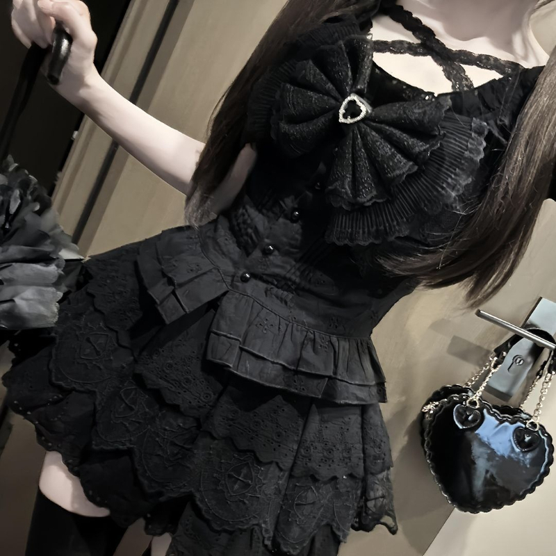 Puff Sleeve Blouse - 일본 레트로 보우 슬림 퍼프 슬리브