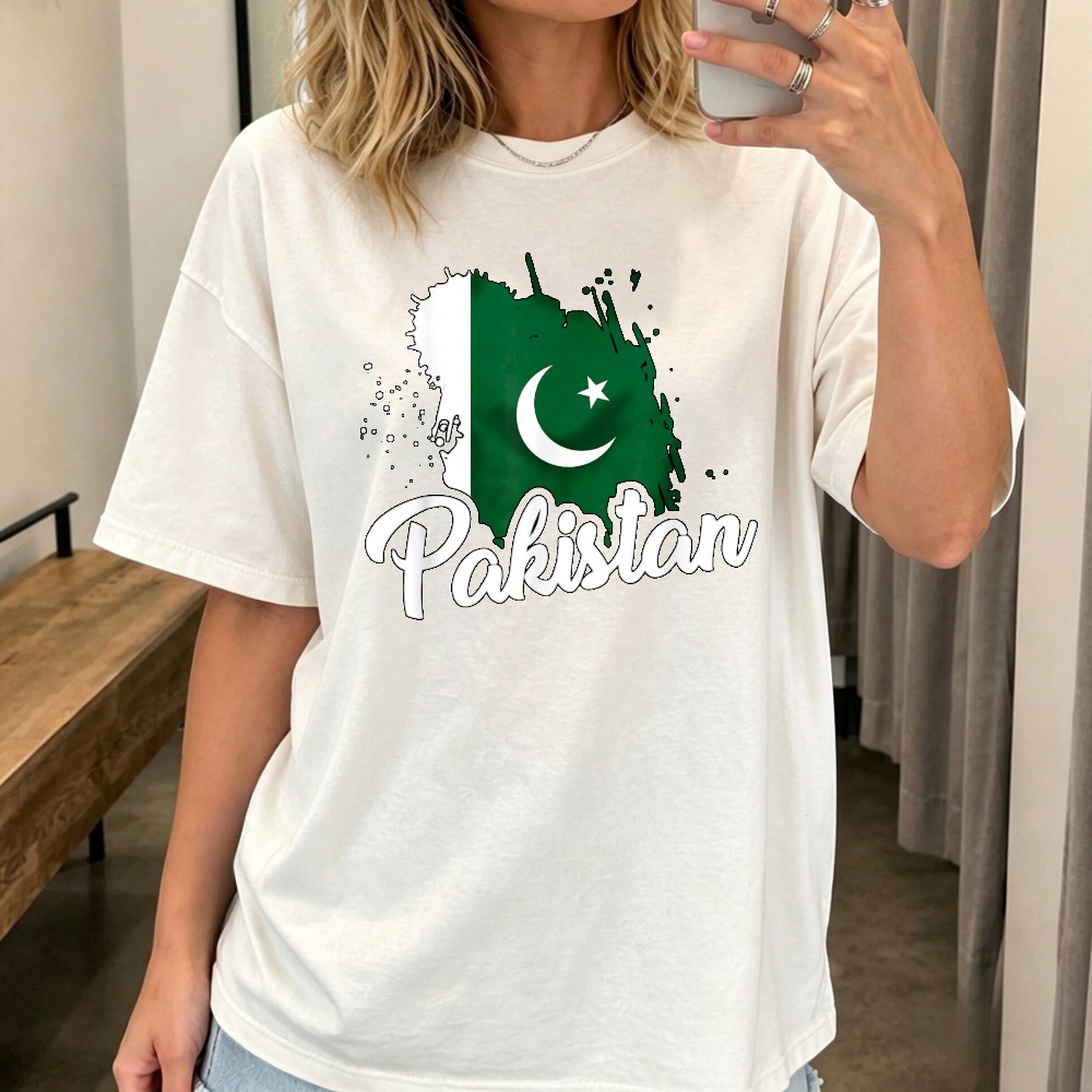 Women Fashion Pakistan - 파키스탄 국기 그래픽 프린트 티셔츠 파키스탄
