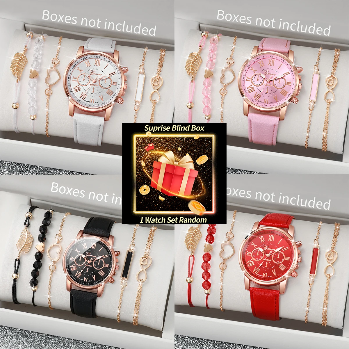 Women'S Fashion Quartz Watch - 깜짝 선물 상자 세트: 여성용 시계(제네바