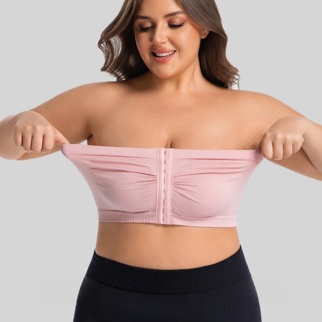 Bra Top Seamless - 여성용 플러스 사이즈 스트랩리스 프론트 클로저
