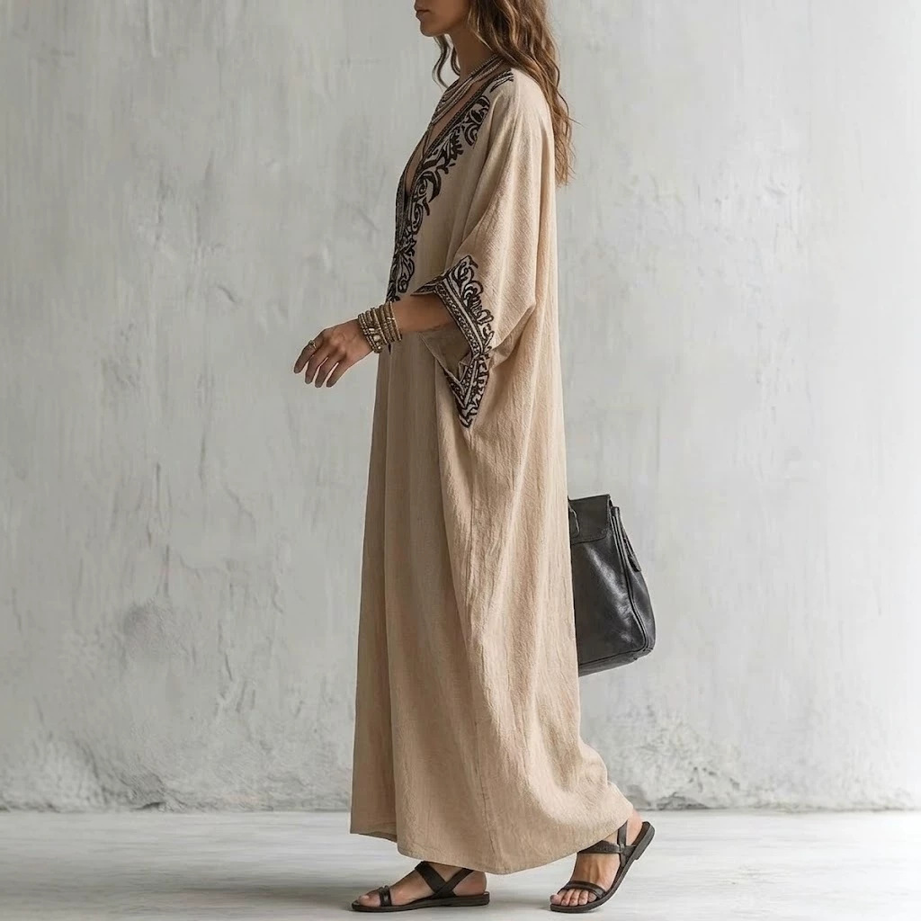 여성 보헤미안 자수 카프탄 맥시 드레스 딥 V넥 배트윙 - Maxi Dress Boho 리뷰 및 가격