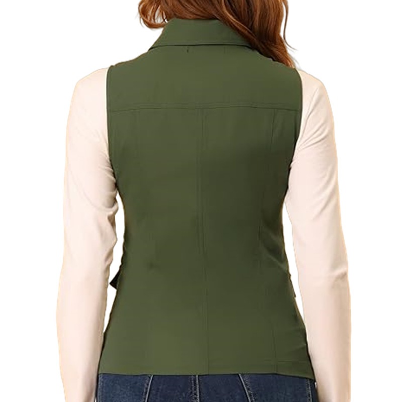 여성용 칼라 지퍼형 조끼, 소매 없는 실용적인 카고 스 - Women'S Fashion Utility Vest 리뷰 및 가격