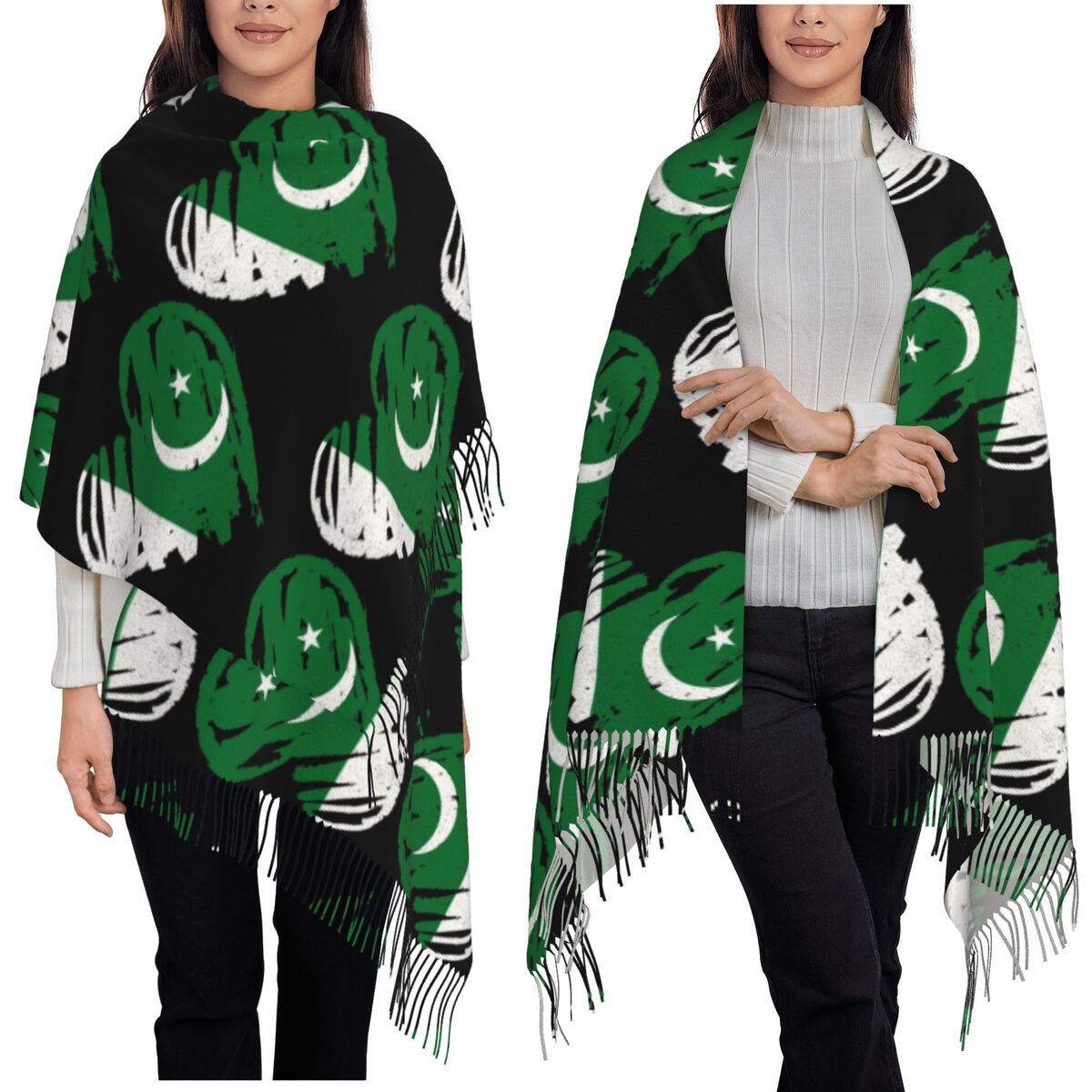 파키스탄 국기 패턴 스카프, 여성용 부드럽고 따뜻한 숄 - Women Fashion Pakistan 리뷰 및 가격
