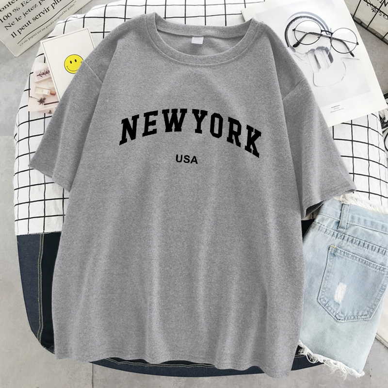 뉴욕 미국 도시 편지 그래픽 Tshirt 여성 코튼 스 - Women'S Fashion York 리뷰 및 가격