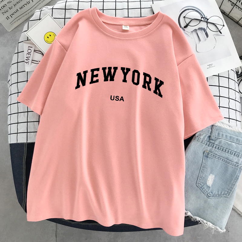 뉴욕 미국 도시 편지 그래픽 Tshirt 여성 코튼 스 - Women'S Fashion York 리뷰 및 가격