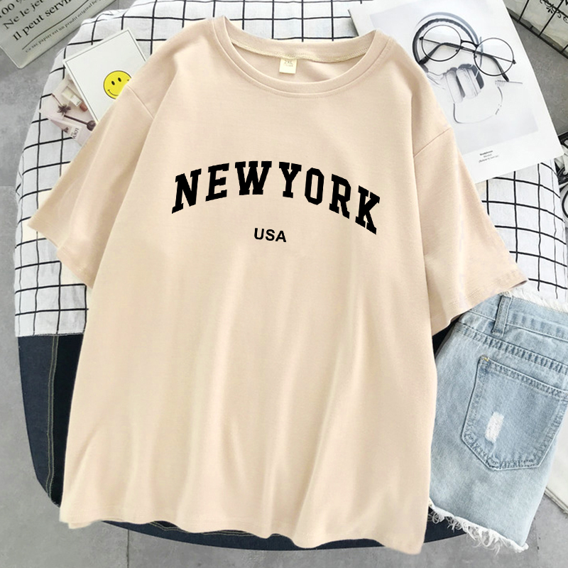 뉴욕 미국 도시 편지 그래픽 Tshirt 여성 코튼 스 - Women'S Fashion York 리뷰 및 가격