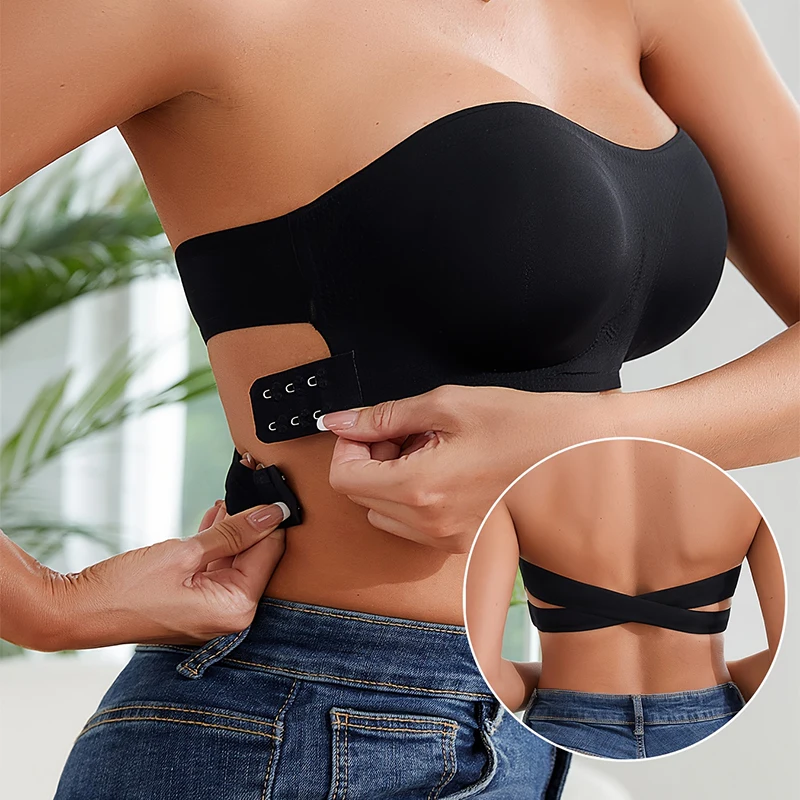 여성용 섹시한 어깨끈 없는 푸쉬업 브라, 탈부착 가능한 - Bra Top Seamless 리뷰 및 가격