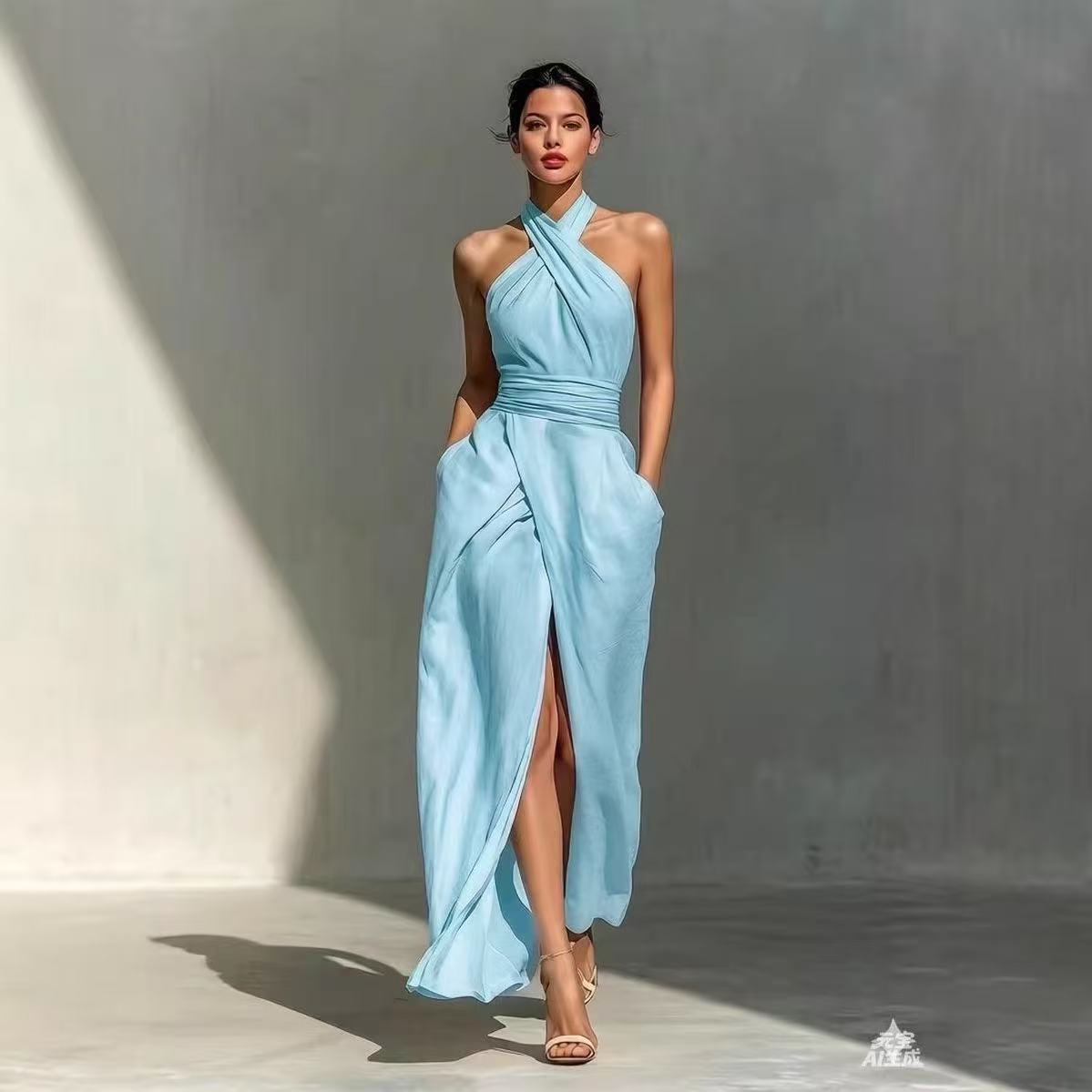 세련된 스타일의 단색 롱 드레스, 앞트임 디자인, 보헤 - Maxi Dress Boho 리뷰 및 가격