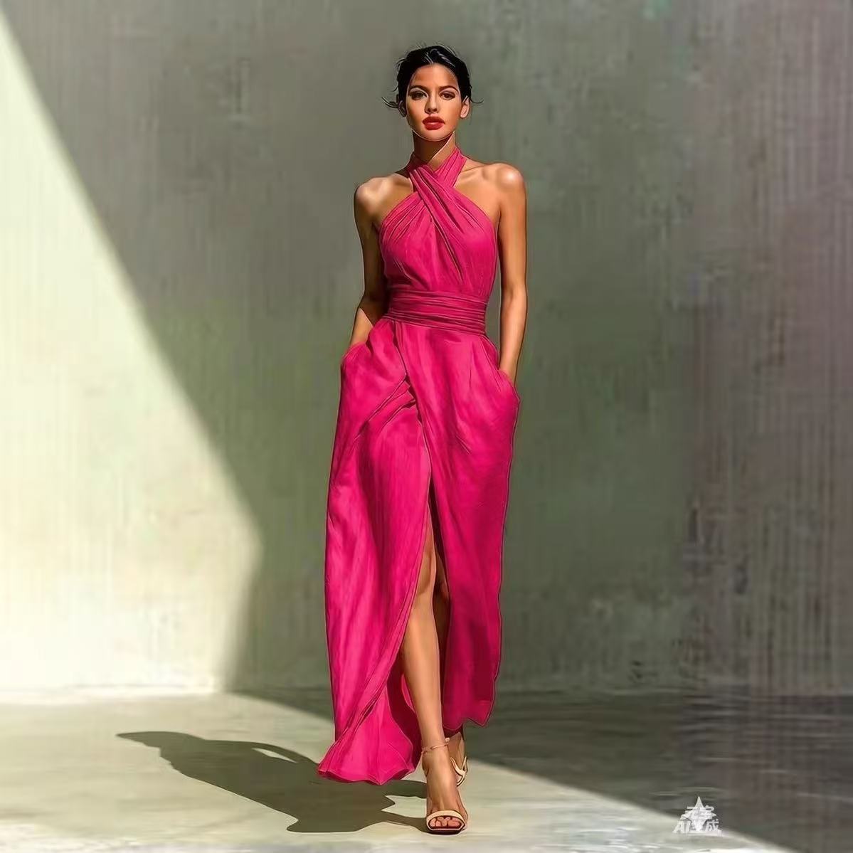 세련된 스타일의 단색 롱 드레스, 앞트임 디자인, 보헤 - Maxi Dress Boho 리뷰 및 가격