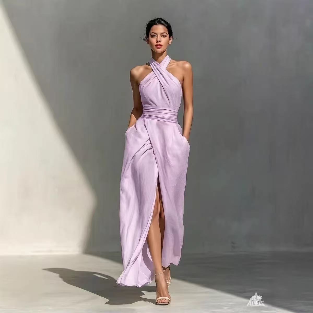 세련된 스타일의 단색 롱 드레스, 앞트임 디자인, 보헤 - Maxi Dress Boho 리뷰 및 가격