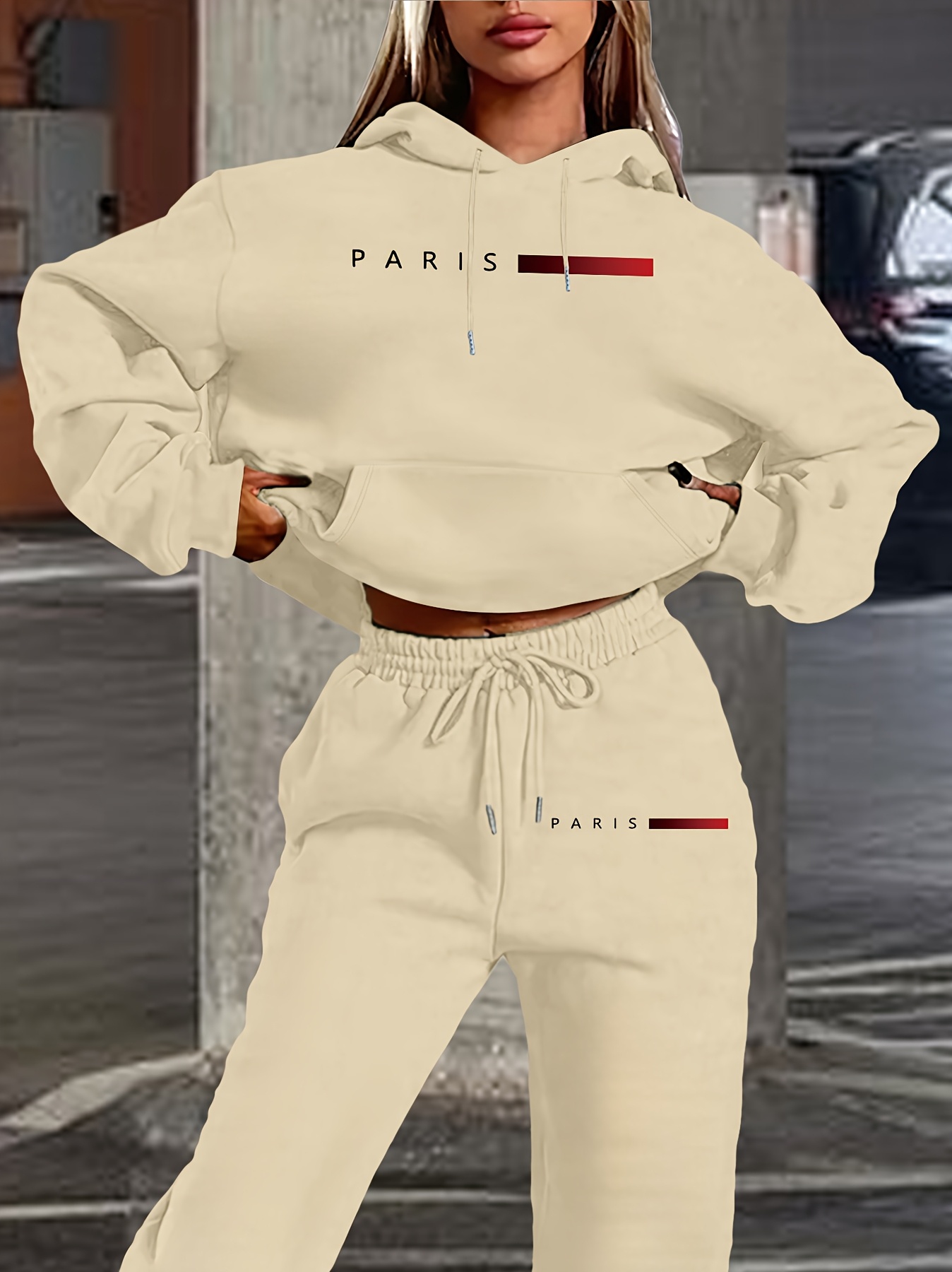 새로운 여성 세트 후드티와 바지 파리 레터 프린트 고품 - Women'S Fashion Paris 리뷰 및 가격